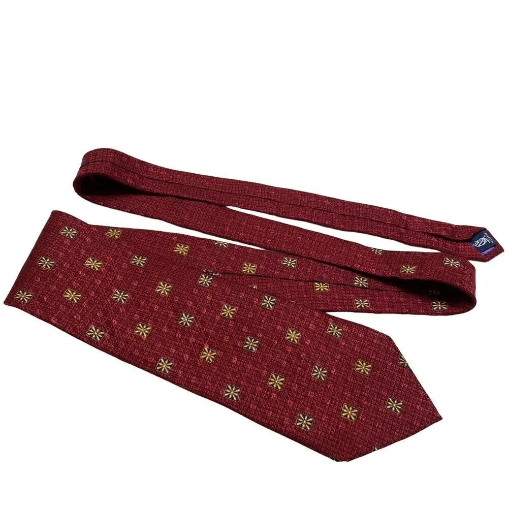 Nautica Tie Men's Necktie Silk Maroon Squares Classic Office